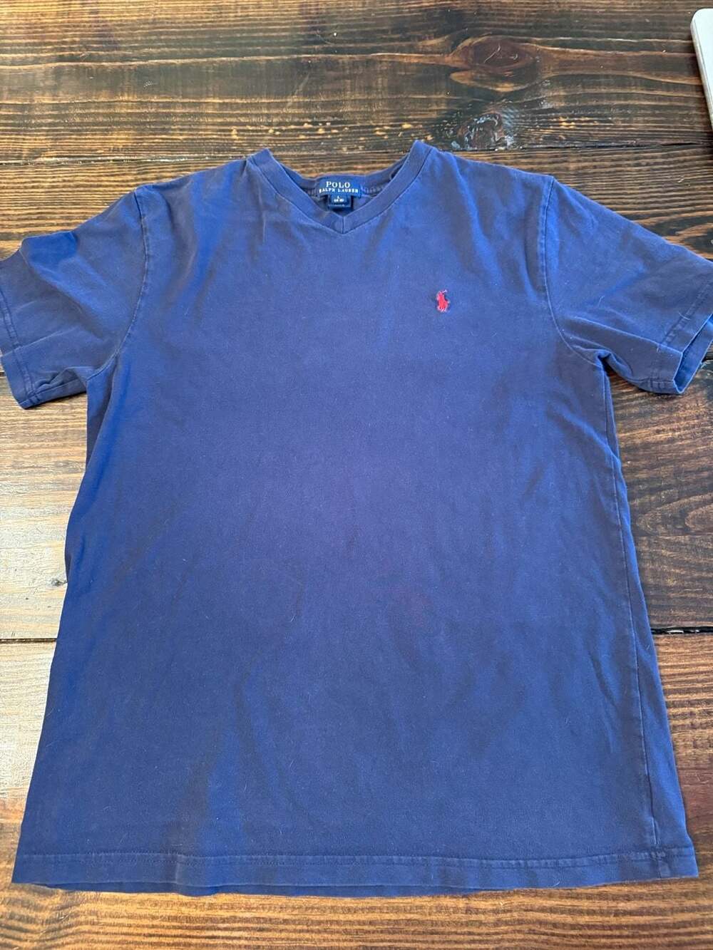 Polo Ralph Lauren Blue V-Neck T-Shirt Size L (14-16)